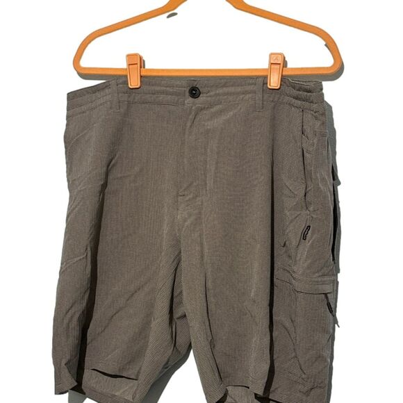 O'Neill Sz 40 Solid Gray Men's Flat Front Crossover Cargo Pockets Stretch Shorts - Picture 1 of 5